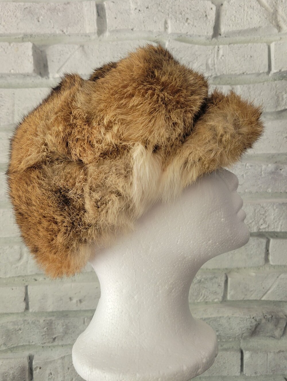Rabbit Fur Pageboy Hat Vintage Fashions By Winter New York Brown Tan Small